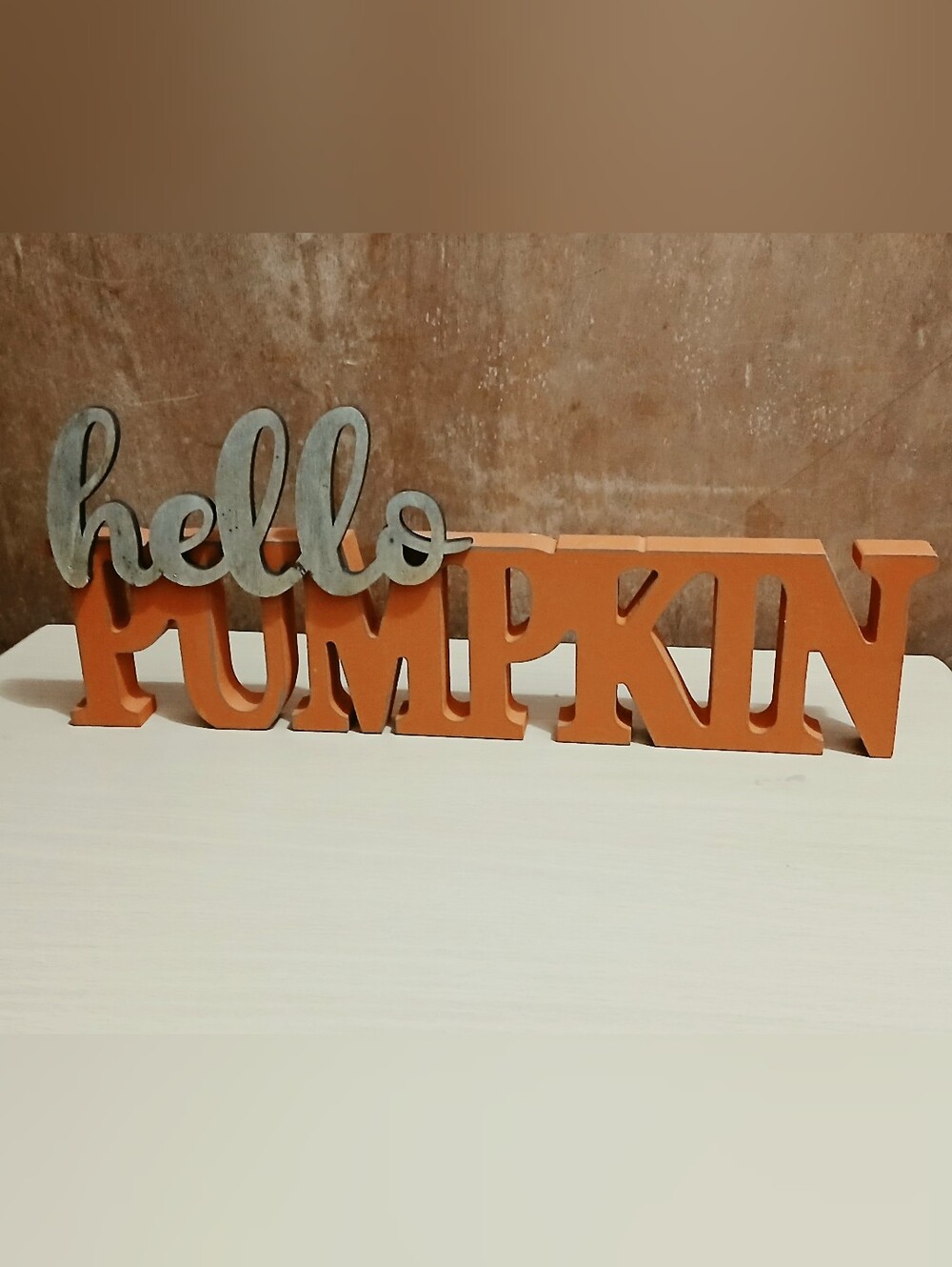"Hello Pumpkin" Wood Fall Decor Tabletop Sign. In good condition.